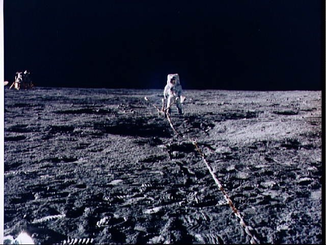 Astronaut Alan Bean deploys Lunar Surface Magnetometer on lunar surface