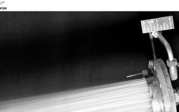 WATER SPRAY PATTERN FROM 1000 POUND THRUST FLUORINE AMMONIA LIKE ON LIKE INJECTOR