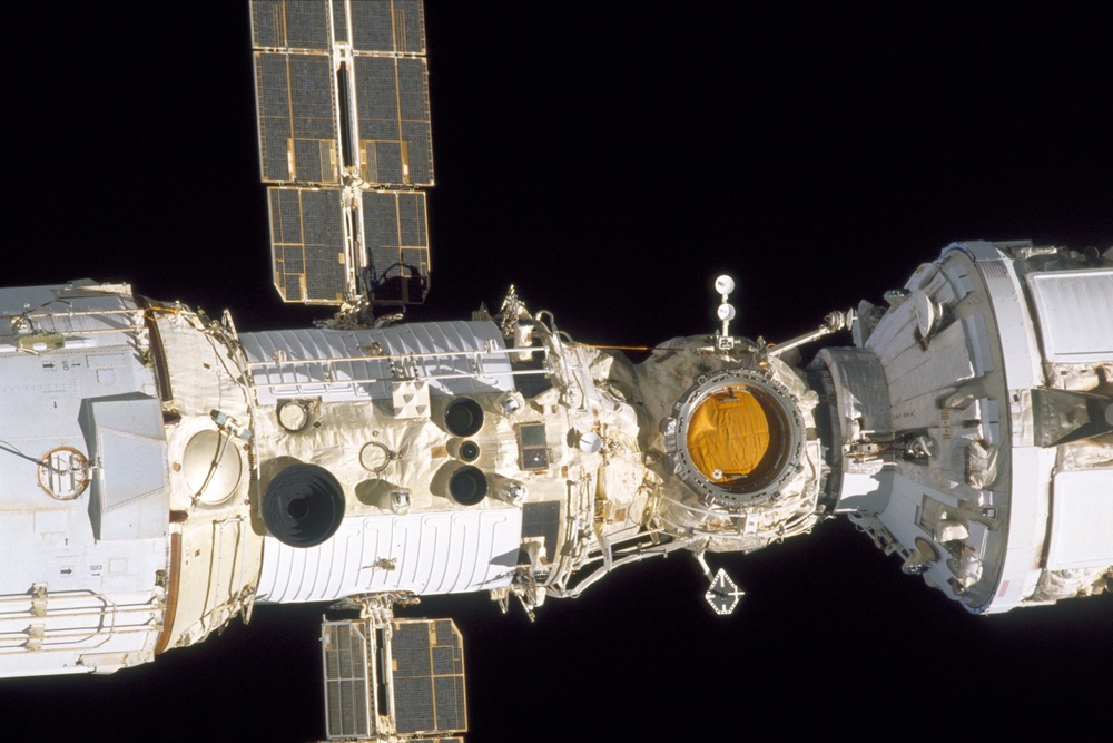 The nadir side of Zvezda taken from Atlantis during STS-106