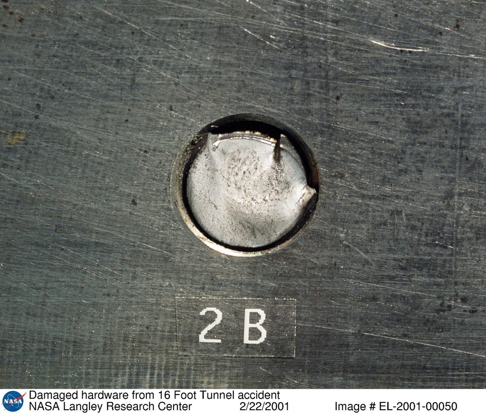 Damaged hardware from 16 Foot Tunnel accident