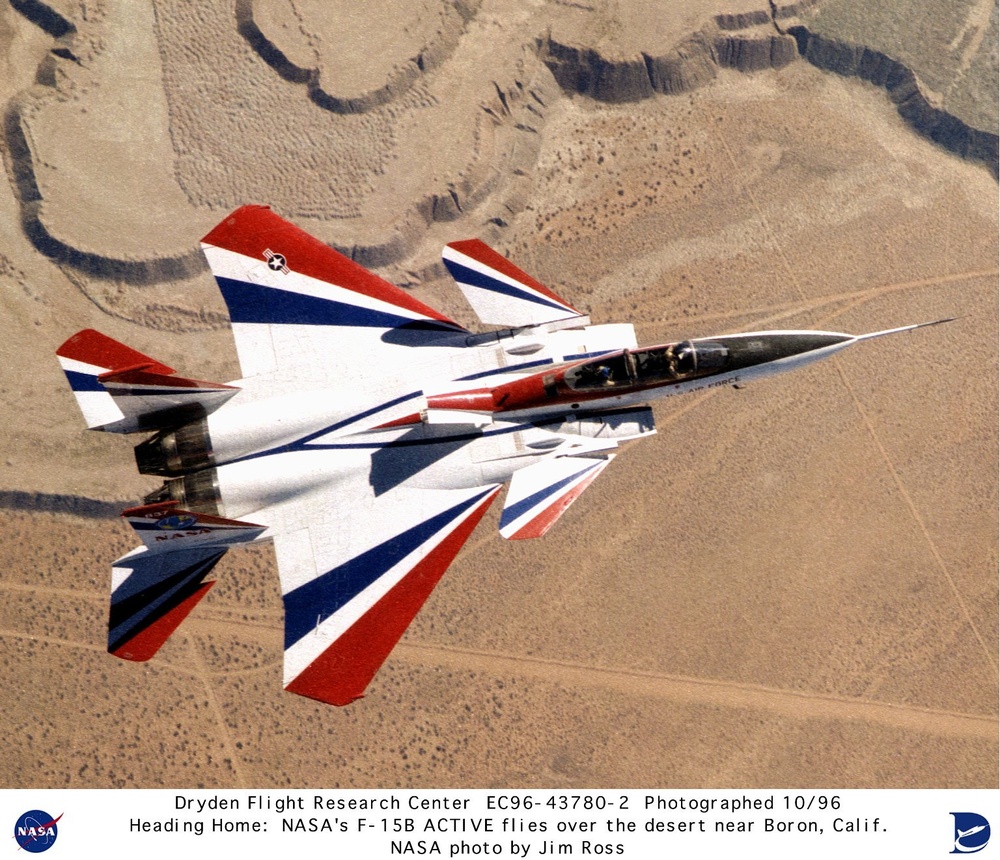 F-15B ACTIVE in flight from above over desert