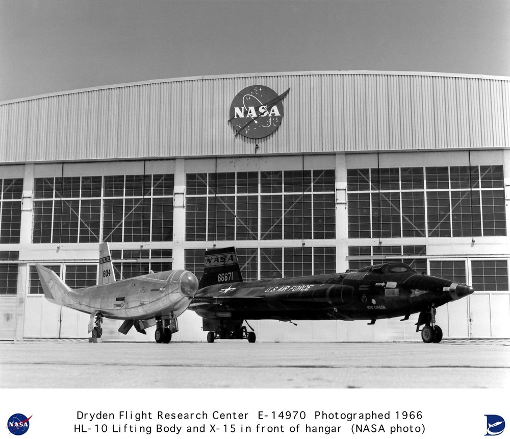 X-15A-2 and HL-10 parked on NASA ramp