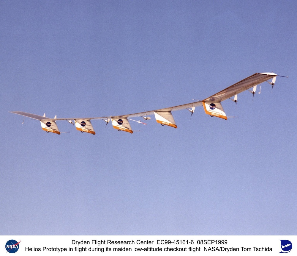 Helios Prototype in flight during maiden low-altitude checkout flight