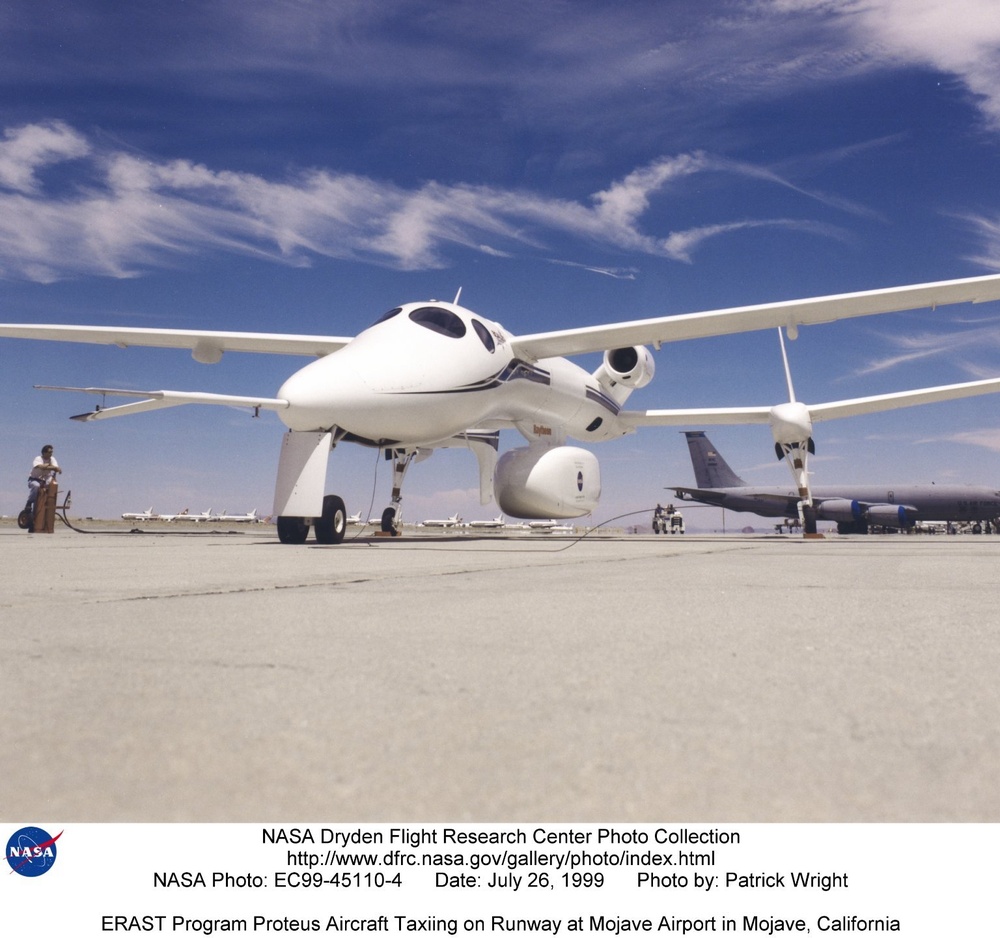 ERAST Program Proteus Aircraft Taxiing on Runway at Mojave Airport in Mojave, California