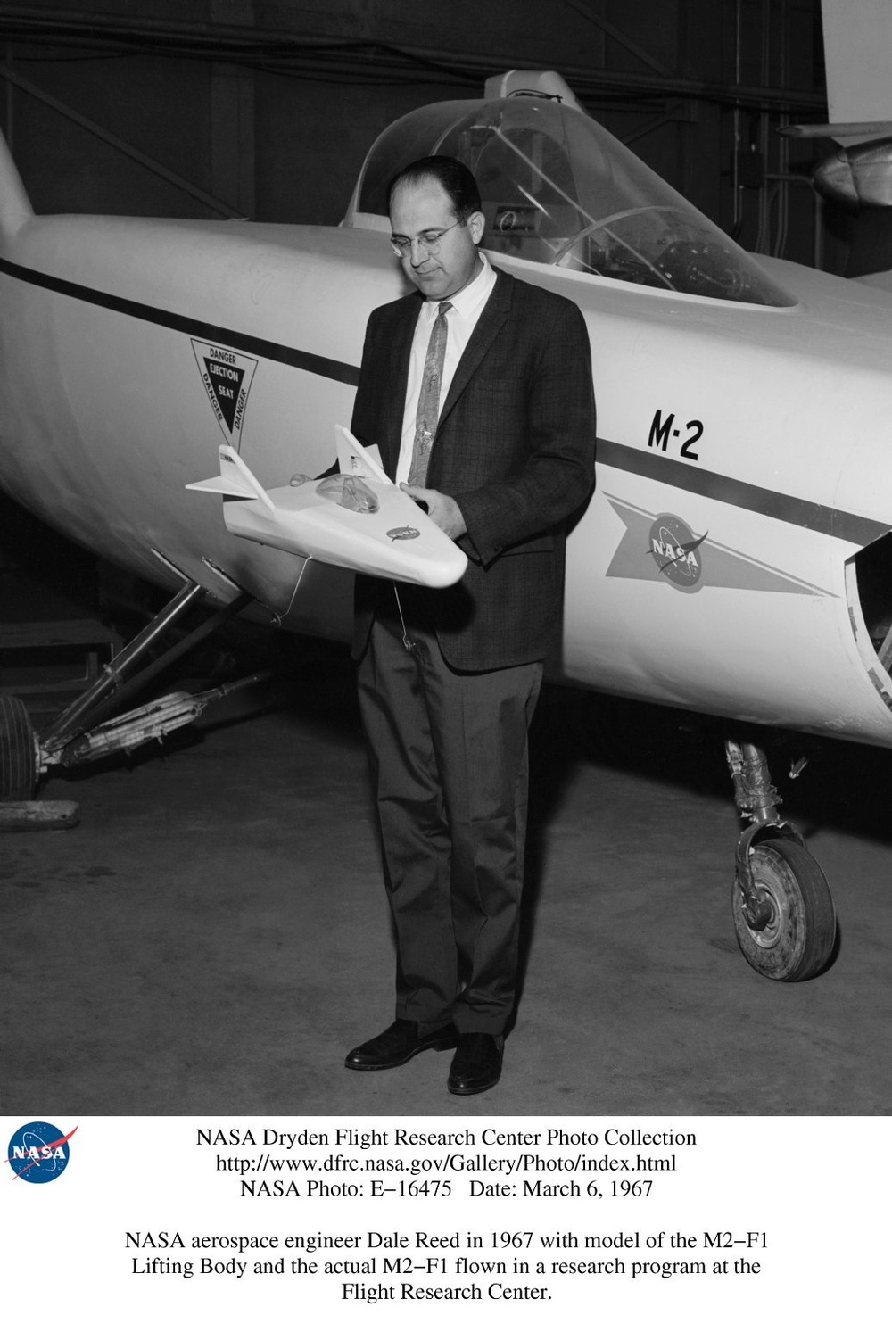 Dale Reed with model in front of M2-F1