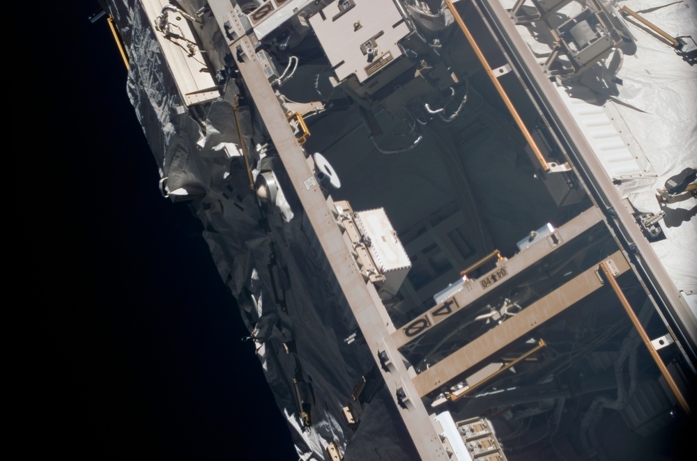 View of Bay 4 on the P1 Truss taken during an ISS survey on STS-121 / Expedition 13 joint operations