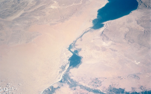 Nile River Delta and the Suez Canal taken from Atlantis during STS-106