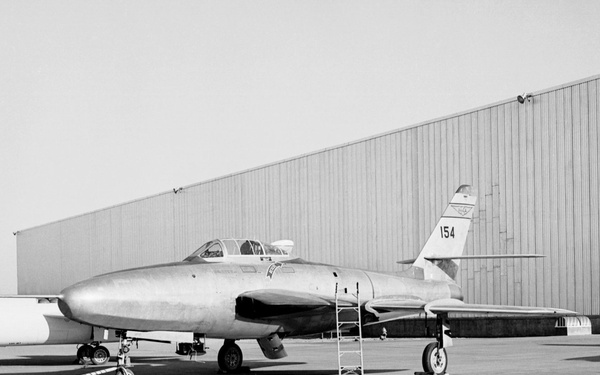 YRF-84F aircraft on ramp