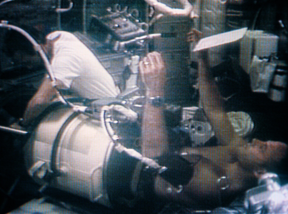 Astronaut Jack Lousma in Lower Body Negative Pressure Device