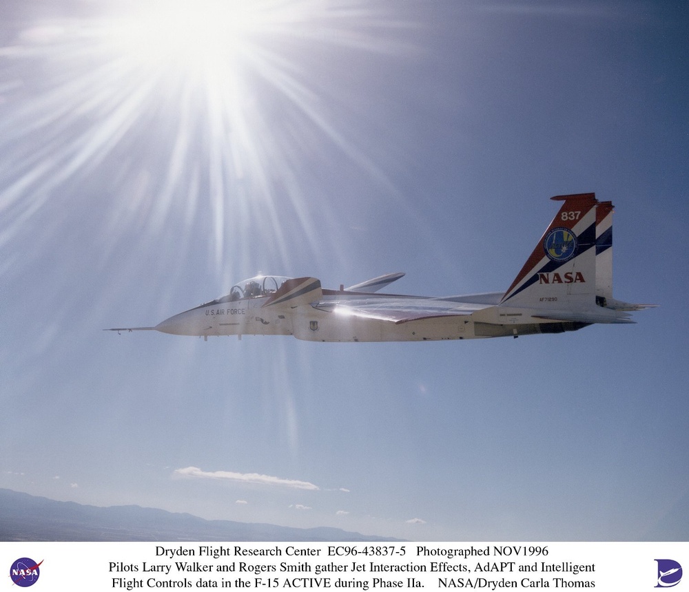 Pilots Larry Walker and Rogers Smith gather Jet Interaction Effects and Intelligent Flight Controls