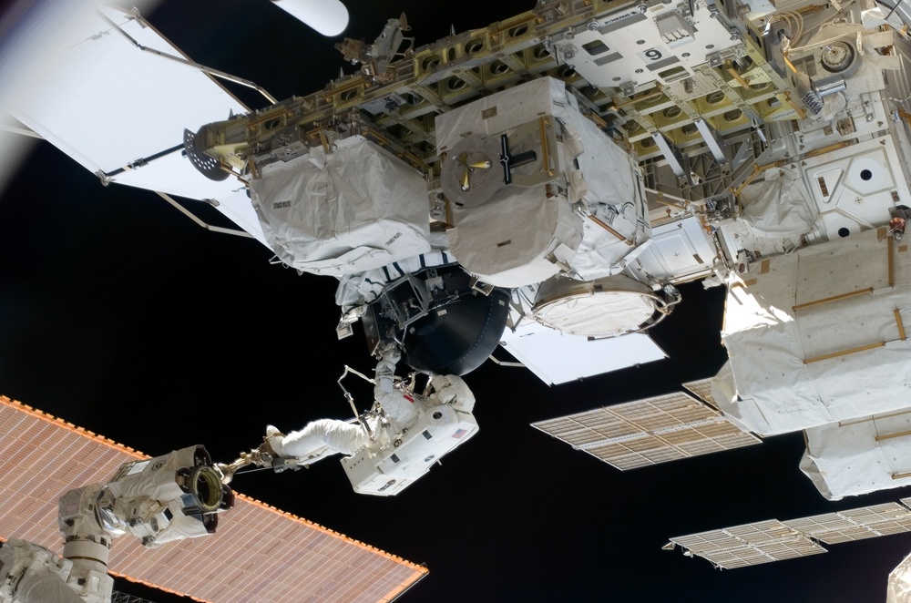 View of MS Williams transporting the new CMG during EVA 2