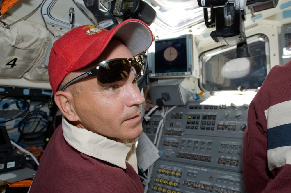 Sturckow on Flight Deck during Rendezvous OPS