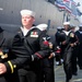 Sailors board USS Michael Murphy during commissioning ceremony