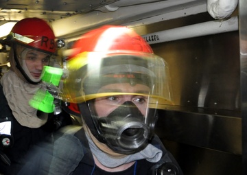 USS Hue City crew performs general quarters drill