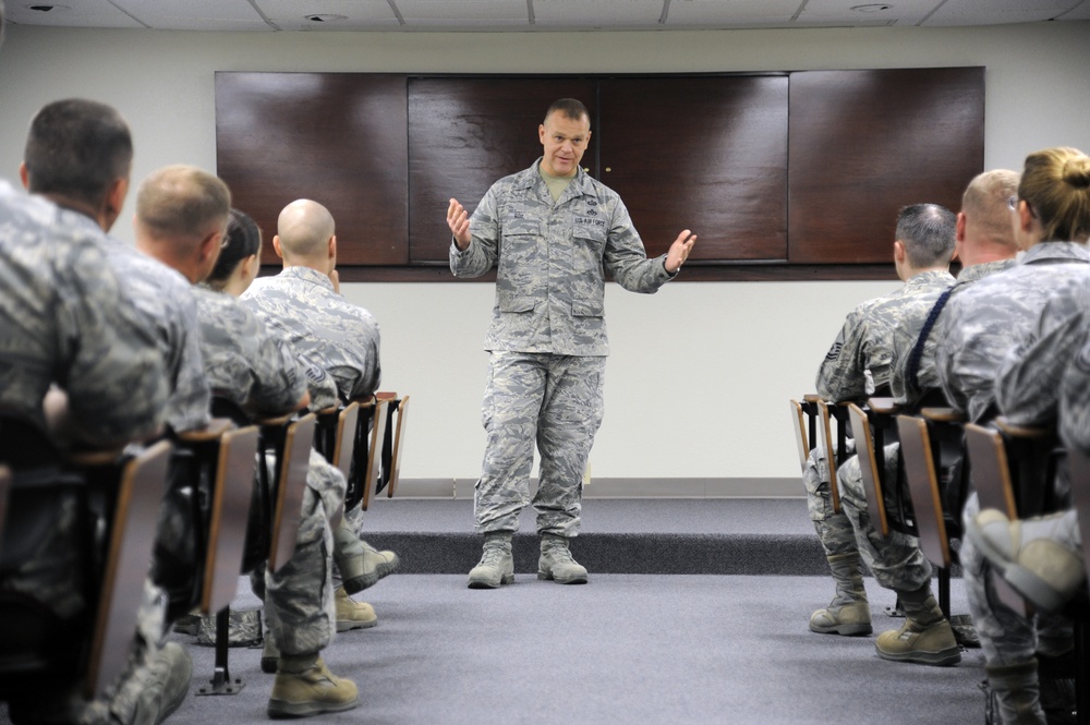 Air Force chief master sergeant visits academy on Goodfellow Air Force Base