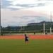 Outfielder dropping catch during Columbus Day Softball Tournament at Guantanamo Bay Cuba