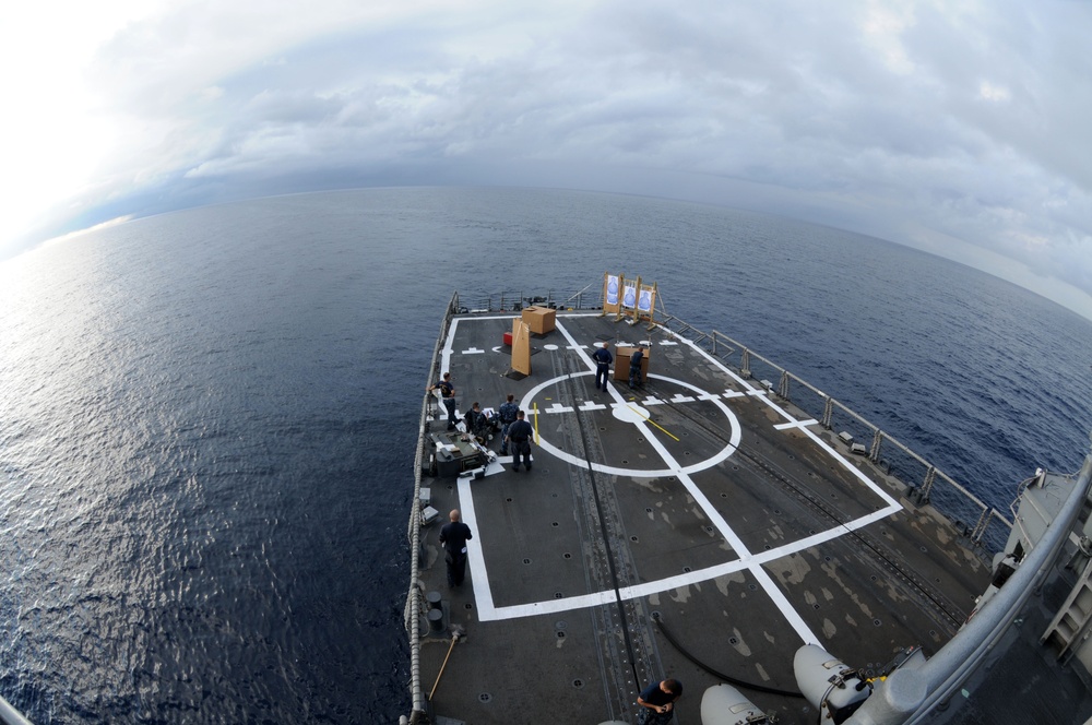 Sailors participate in small arms qualification