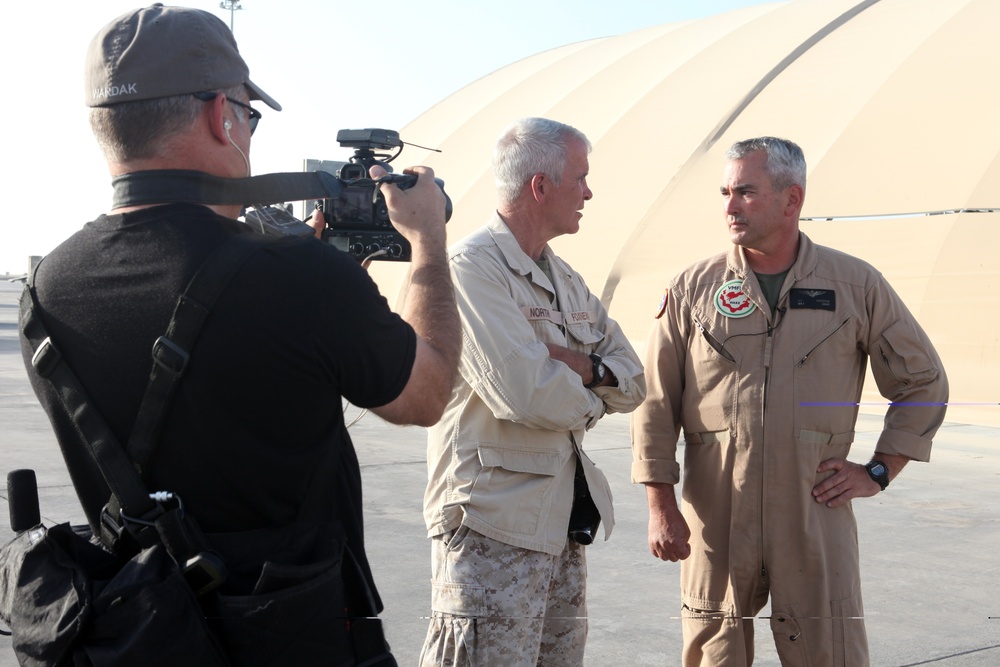 Oliver North visits Marines in Afghanistan