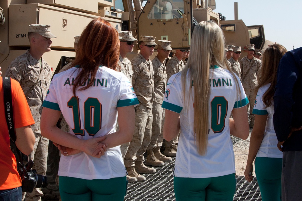 Miami Dolphins cheerleaders, former players visit Camp Leatherneck