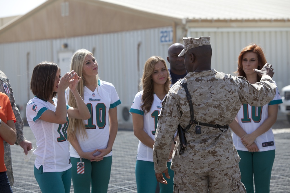 Miami Dolphins cheerleaders, former players visit Camp Leatherneck