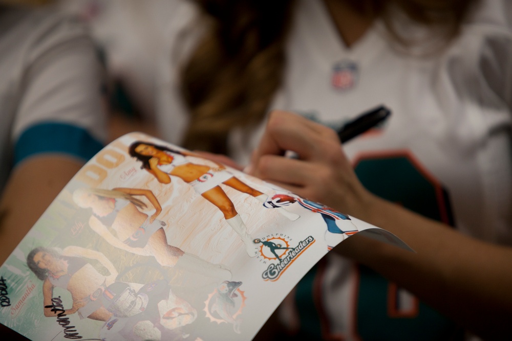 Miami Dolphins cheerleaders, former players visit Camp Leatherneck