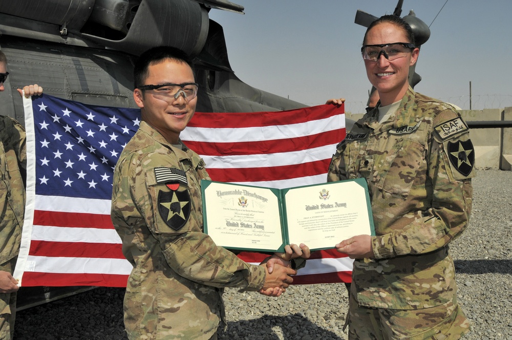 Married soldiers re-enlist at FOB Spin Boldak, Afghanistan