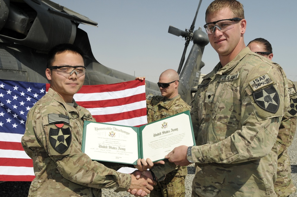 Married soldiers re-enlist at FOB Spin Boldak, Afghanistan