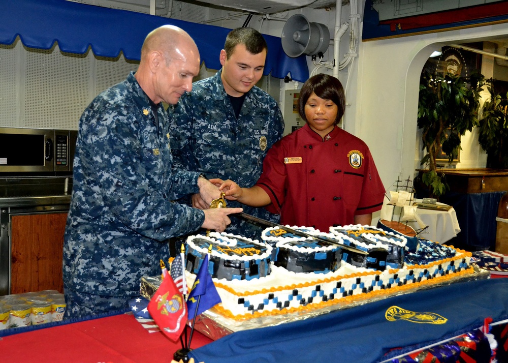 US Navy's 237th birthday celebration aboard USS Iwo Jima