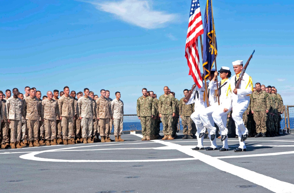 USS Fort McHenry celebrates Navy's 237th birthday
