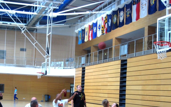 DCMA SE employees sit down for basketball with Wounded Warriors