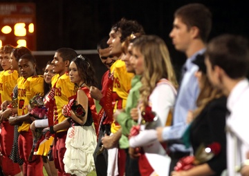 The homecoming court is introduced to the fans