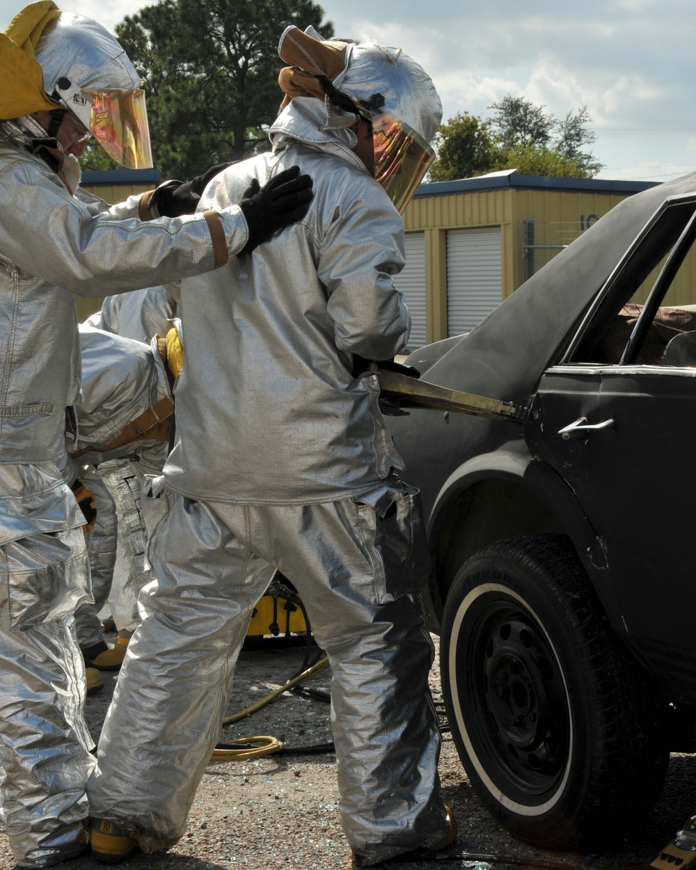 147th Reconnaissance Wing Fire Department conducts vehicle extrication training