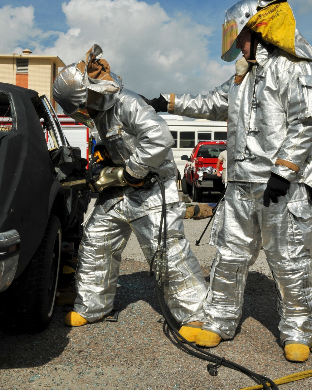 147th Reconnaissance Wing Fire Department conducts vehicle extraction training