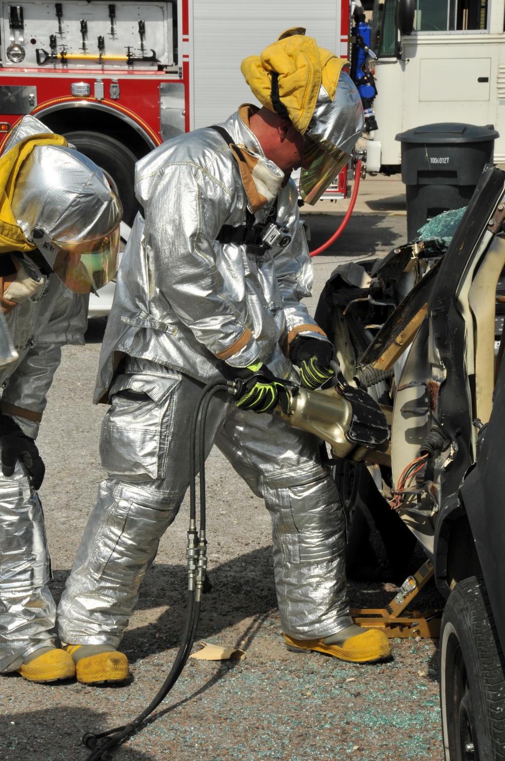 147th Reconnaissance Wing Fire Department conducts vehicle extraction training