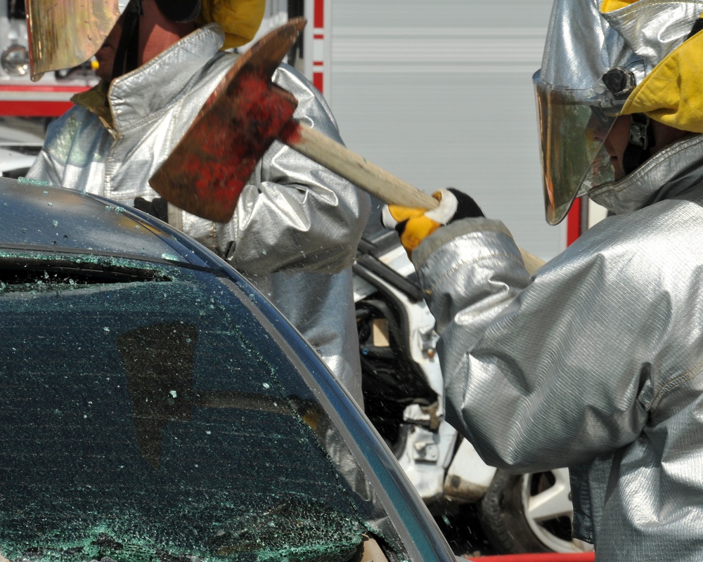 147th Reconnaissance Wing Fire Department conducts vehicle extraction training