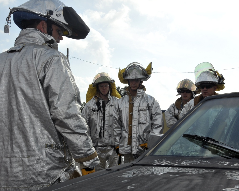 147th Reconnaissance Wing Fire Department conducts vehicle extrication training