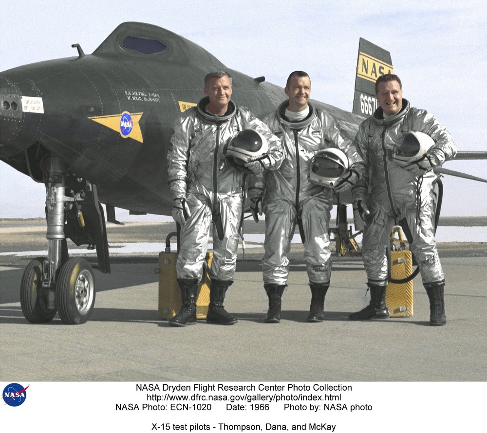 X-15 test pilots - Thompson, Dana, and McKay