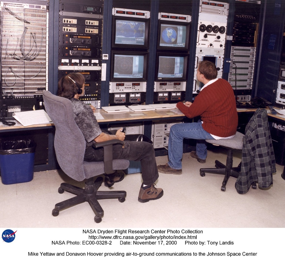 Mike Yettaw and Donavon Hoover providing air-to-ground communications to the Johnson Space Center