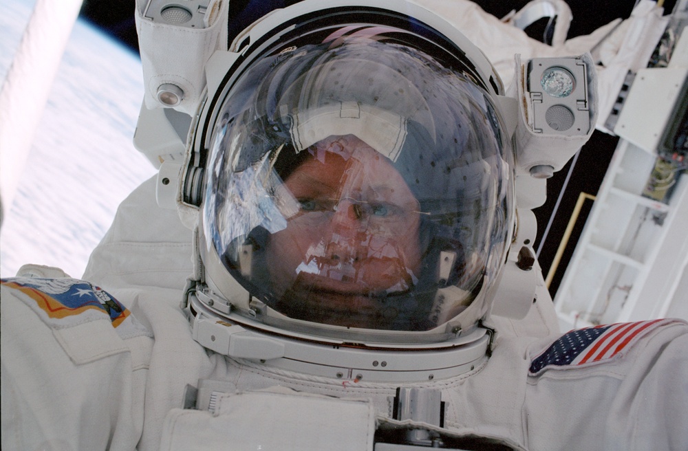 Forrester takes his own portrait at the end of EVA2