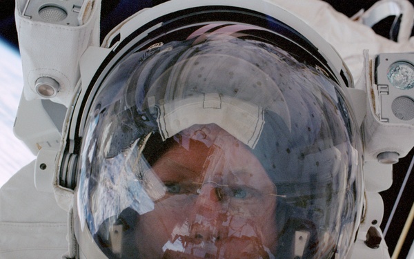 Forrester takes his own portrait at the end of EVA2