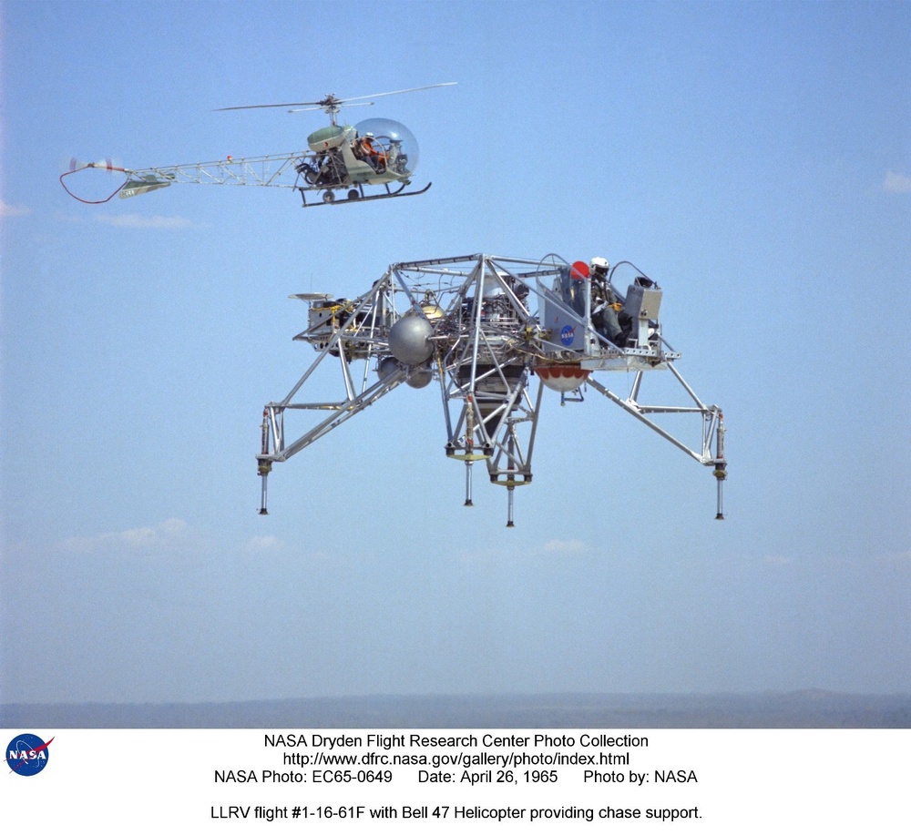 LLRV flight #1-16-61F with Bell 47 Helicopter providing chase support.