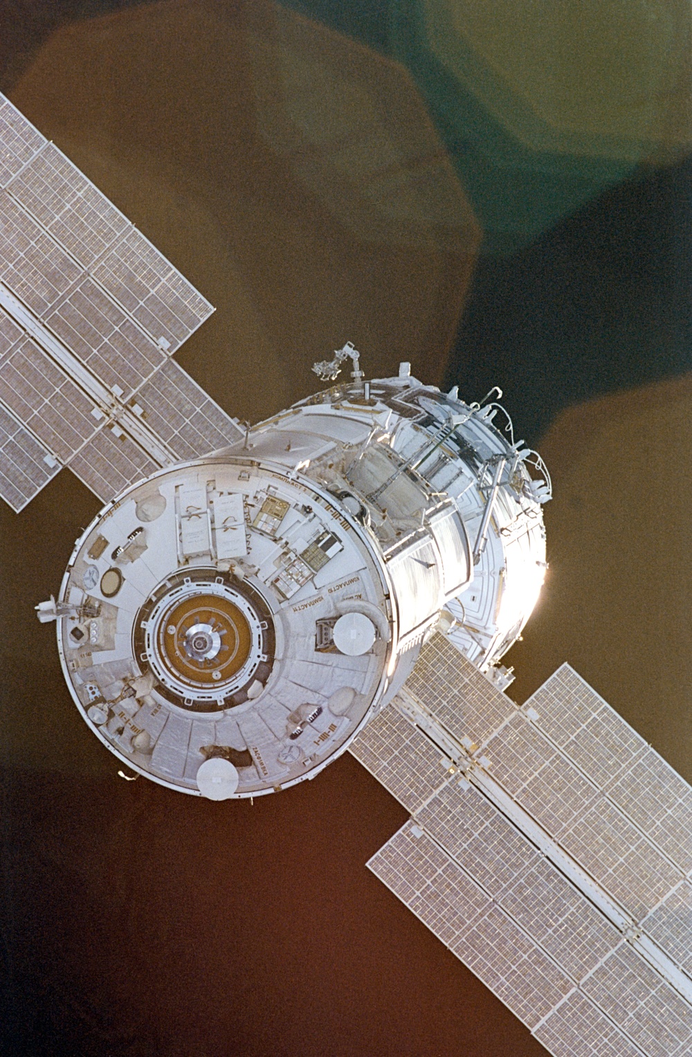 View of the FGB/Zarya module prior to docking with the Node 1/Unity module