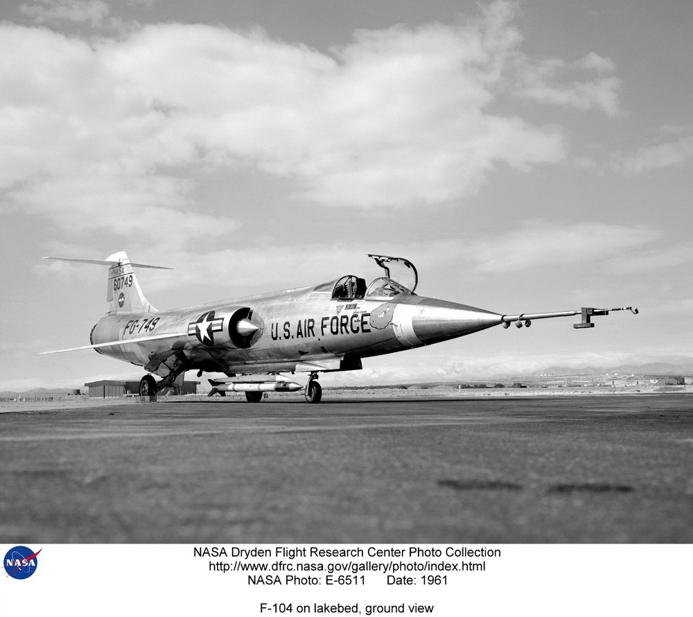 F-104 on lakebed, ground view