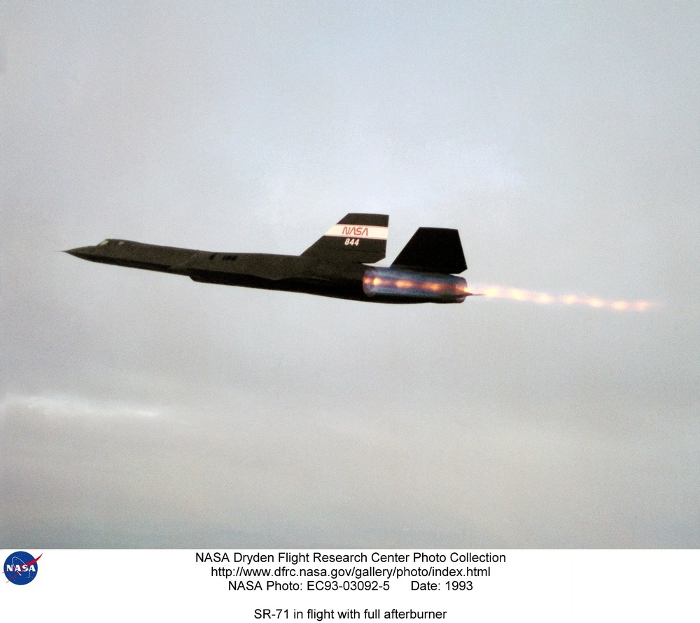 SR-71 in flight with full afterburner