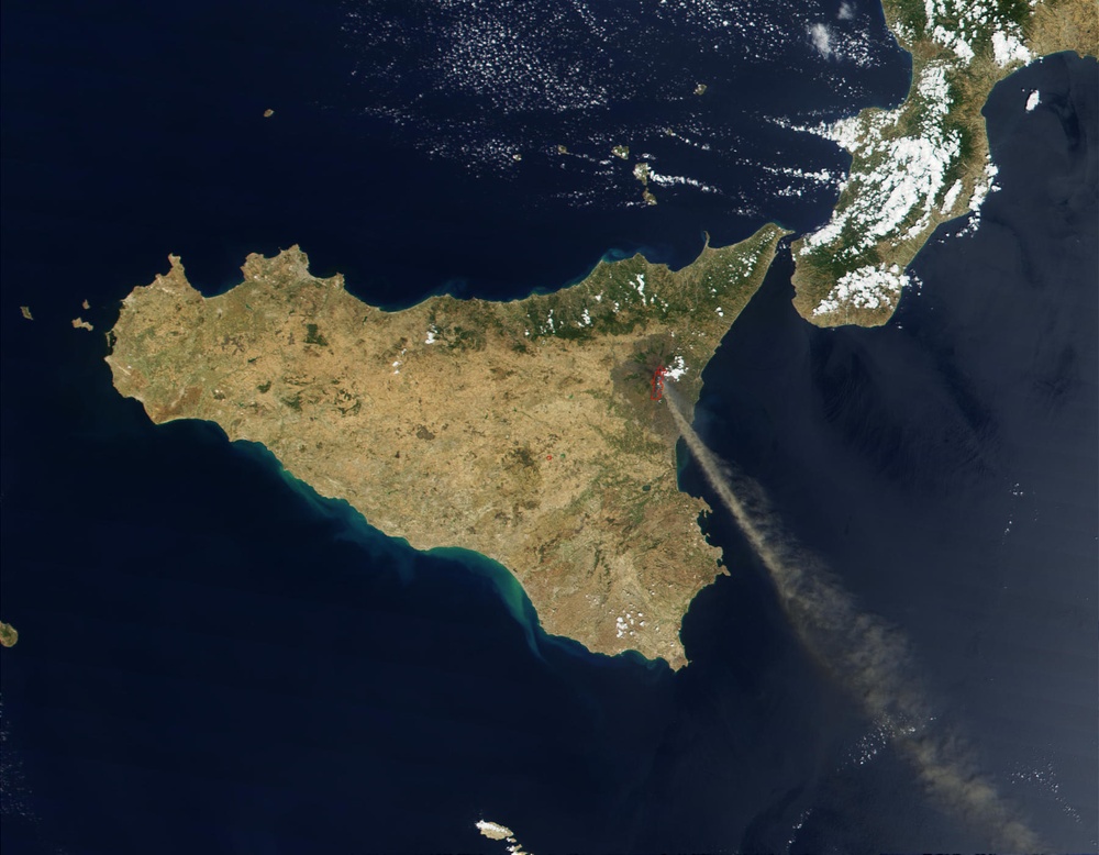 Ash Plume from Mt. Etna : Image of the Day
