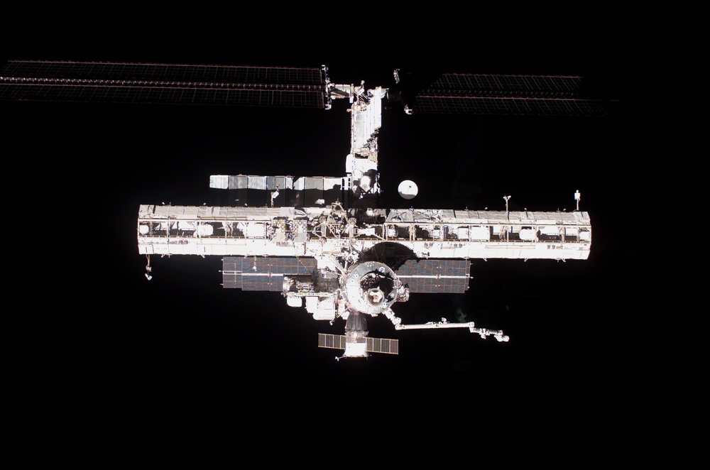 Overall exterior views of the ISS during Undocking and Flyaround Operations for STS-114 LF1
