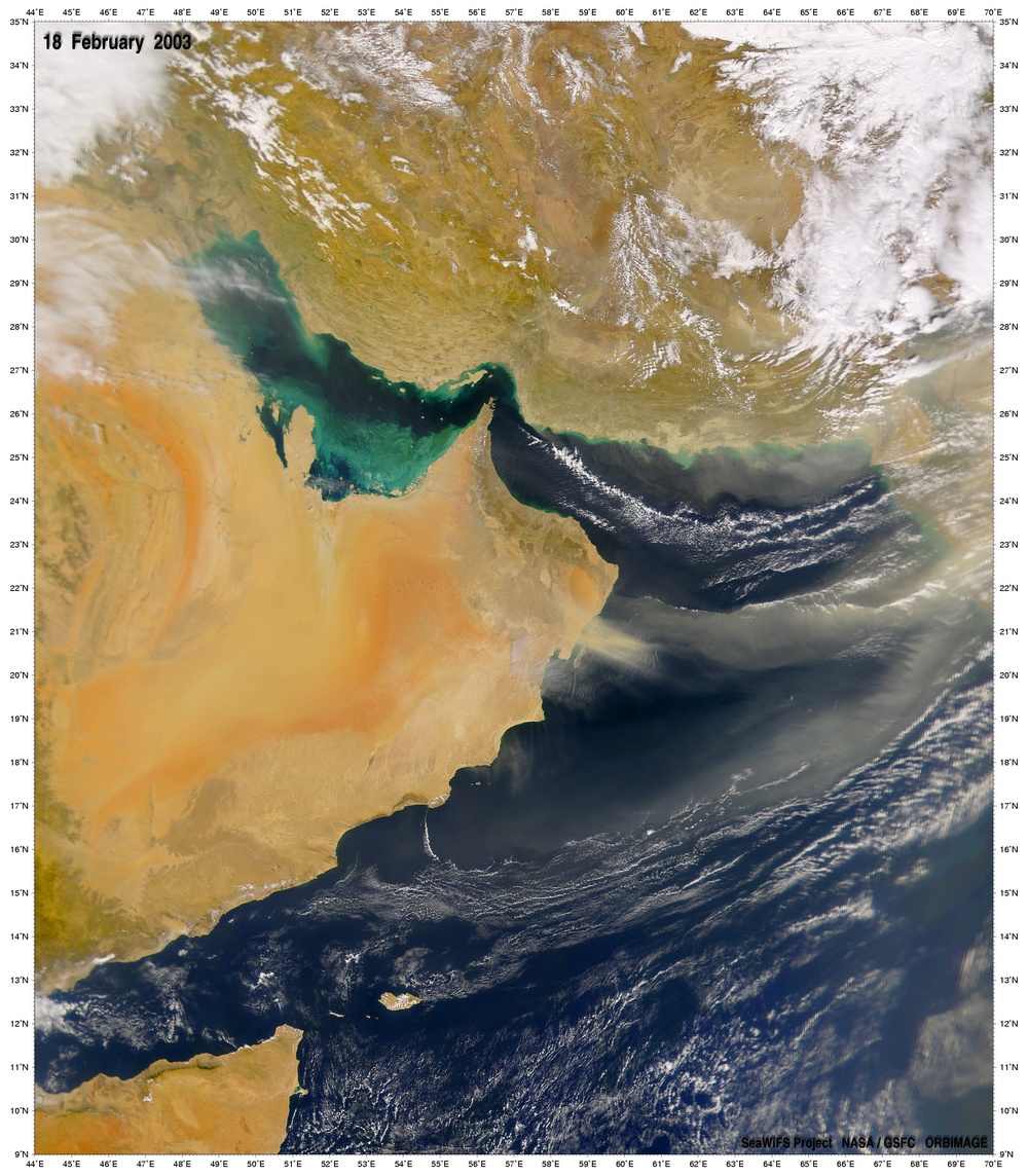 Dust Storm over Gulf of Oman: Natural Hazards