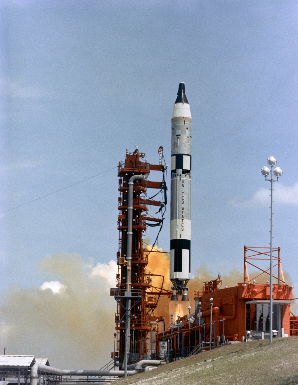 Gemini/Titan-II launch vehicle #1 liftoff at Cape Kennedy, Florida.