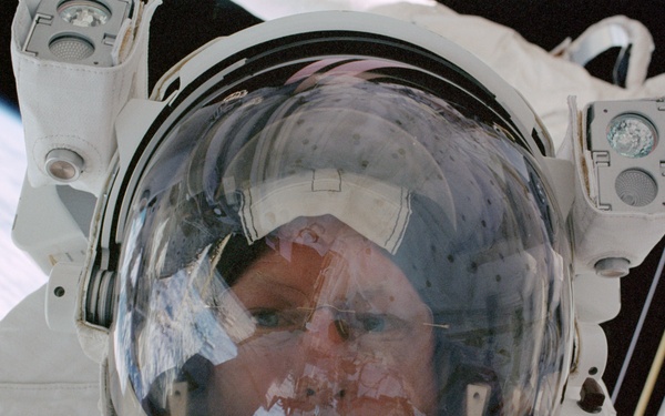 Forrester takes his own portrait at the end of EVA2