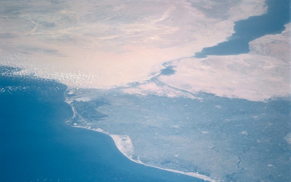 Nile River Delta and the Suez Canal taken from Atlantis during STS-106